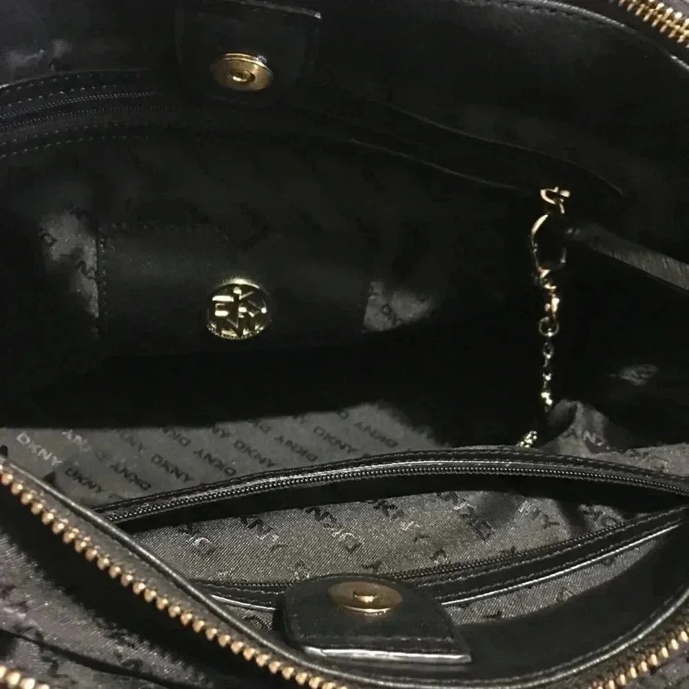 DKNY Black leather satchel handbag
